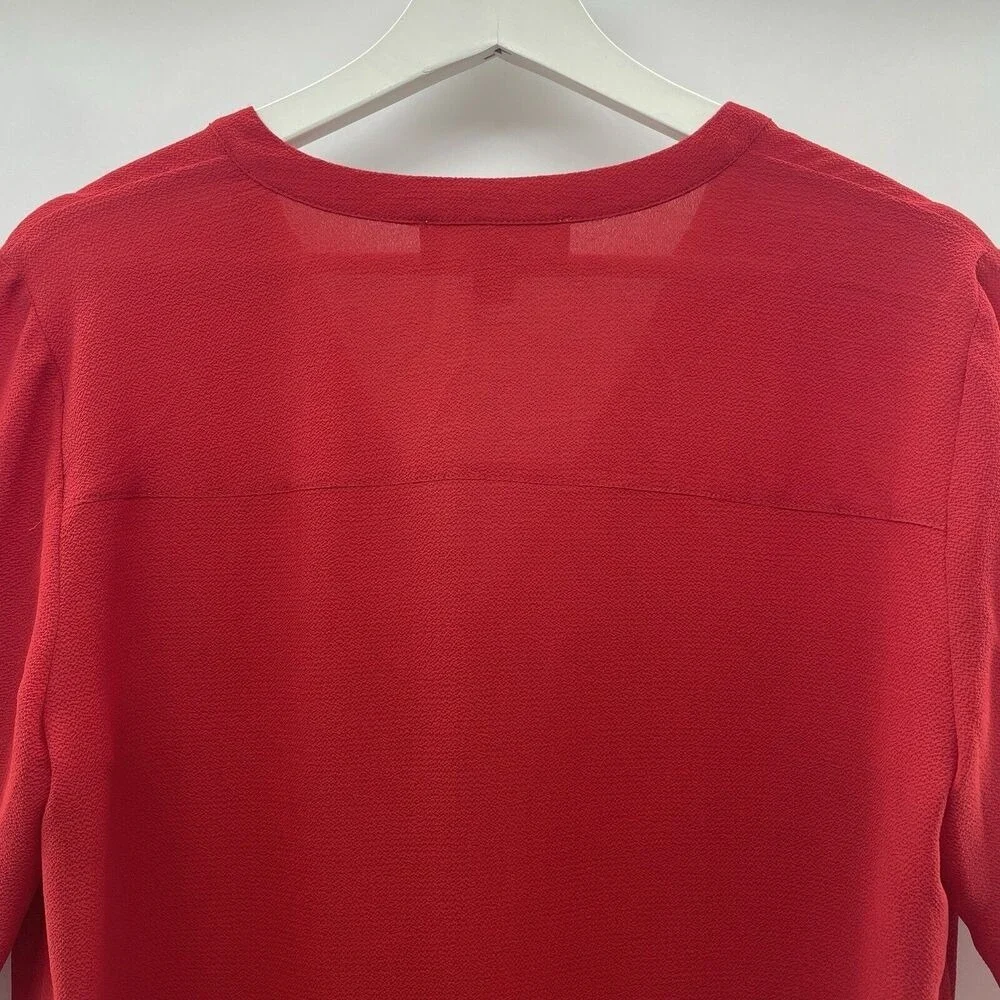 Michael Kors Medium‎ Blouse V-Neck Long Sleeve Red Lightweight Pockets Women's